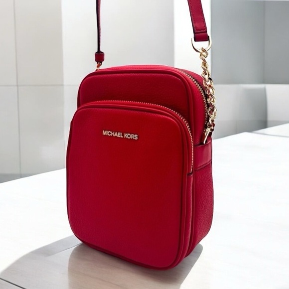 Michael Kors Handbags - Michael Kors Medium NS Chain Xbody Bag Red/Gold